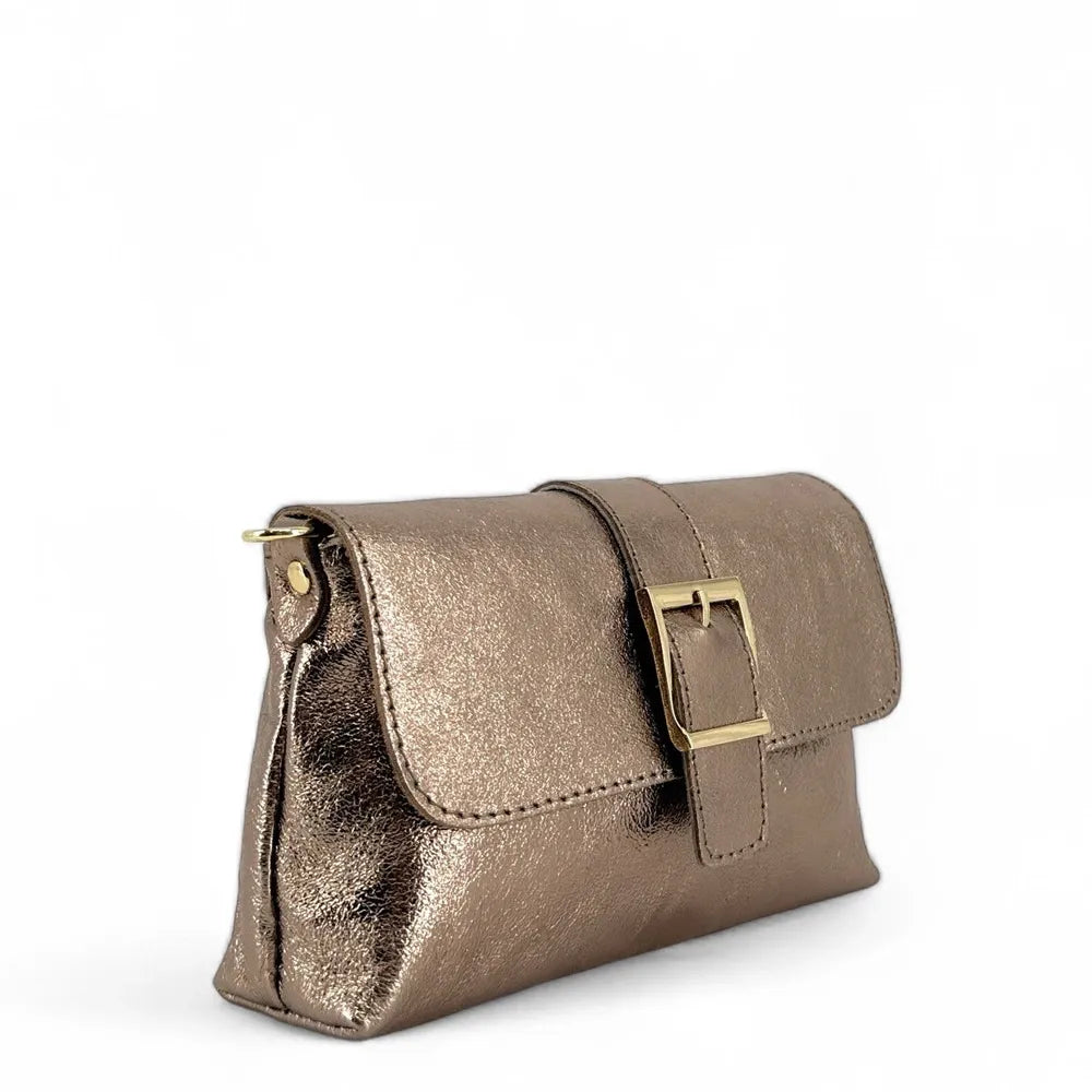 Mini-sac à main en cuir irisé VENEZIA Champagne irisé