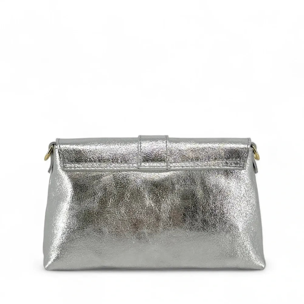 Mini-sac à main en cuir irisé VENEZIA Argent moyen