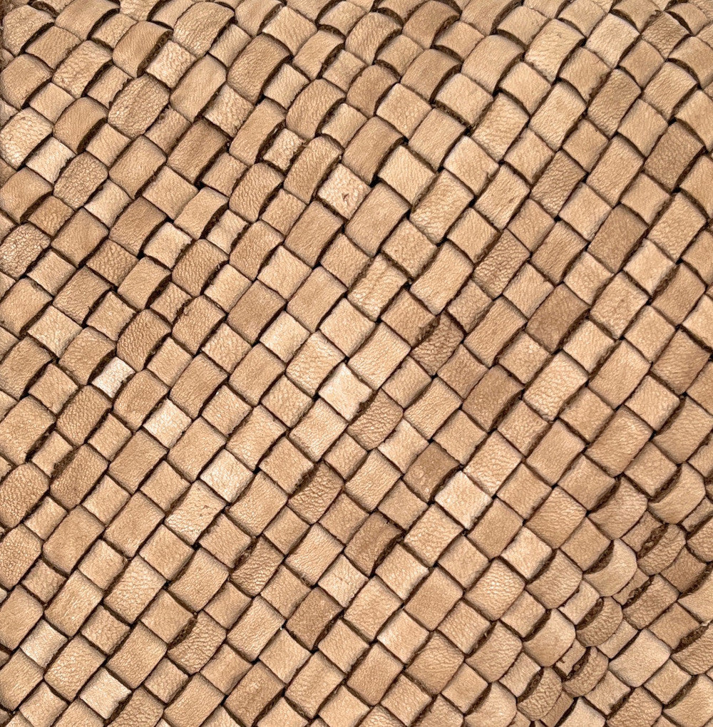 Sac besace à bandoulière en cuir tressé SHANNA Taupe clair