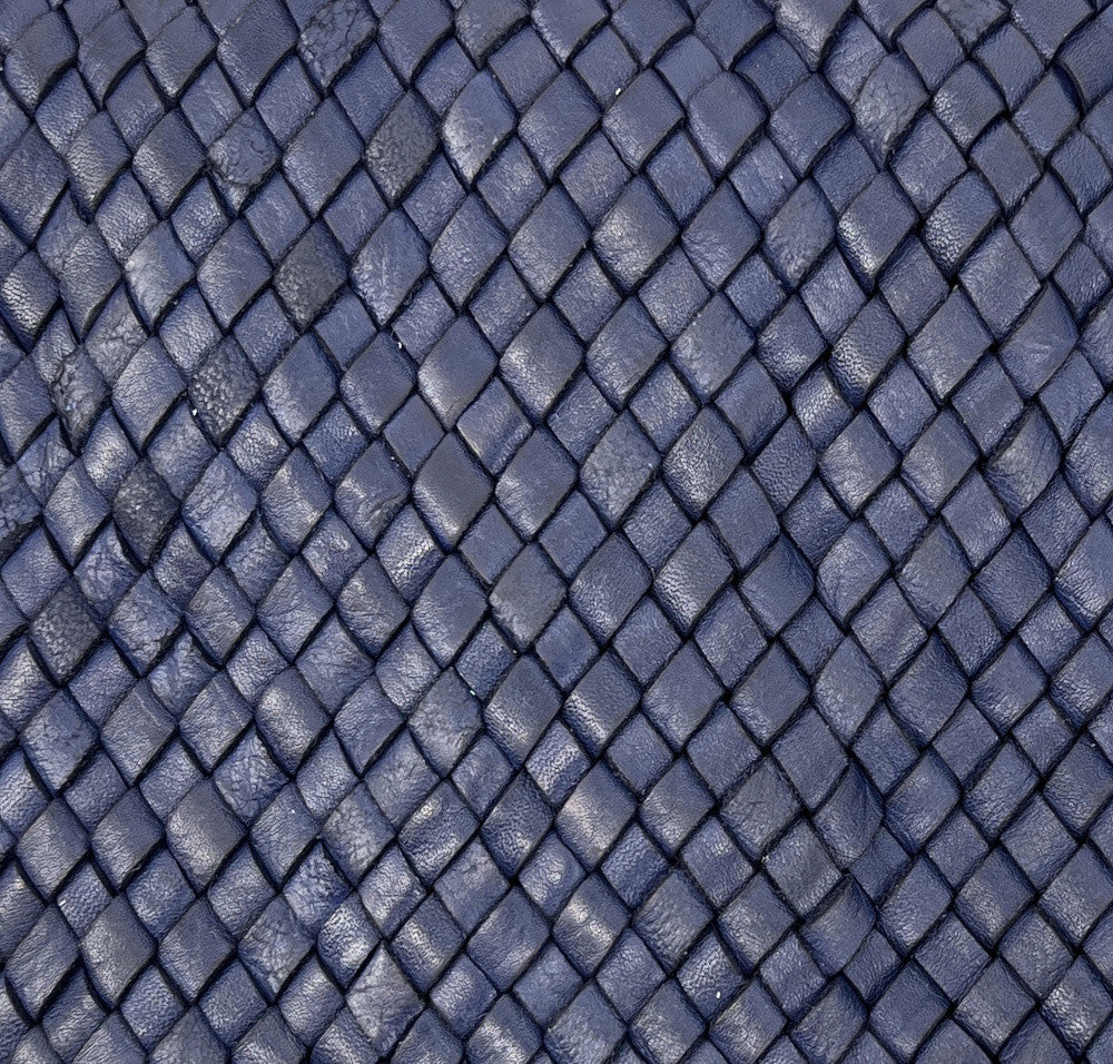Sac besace à bandoulière en cuir tressé SHANNA Bleu profond