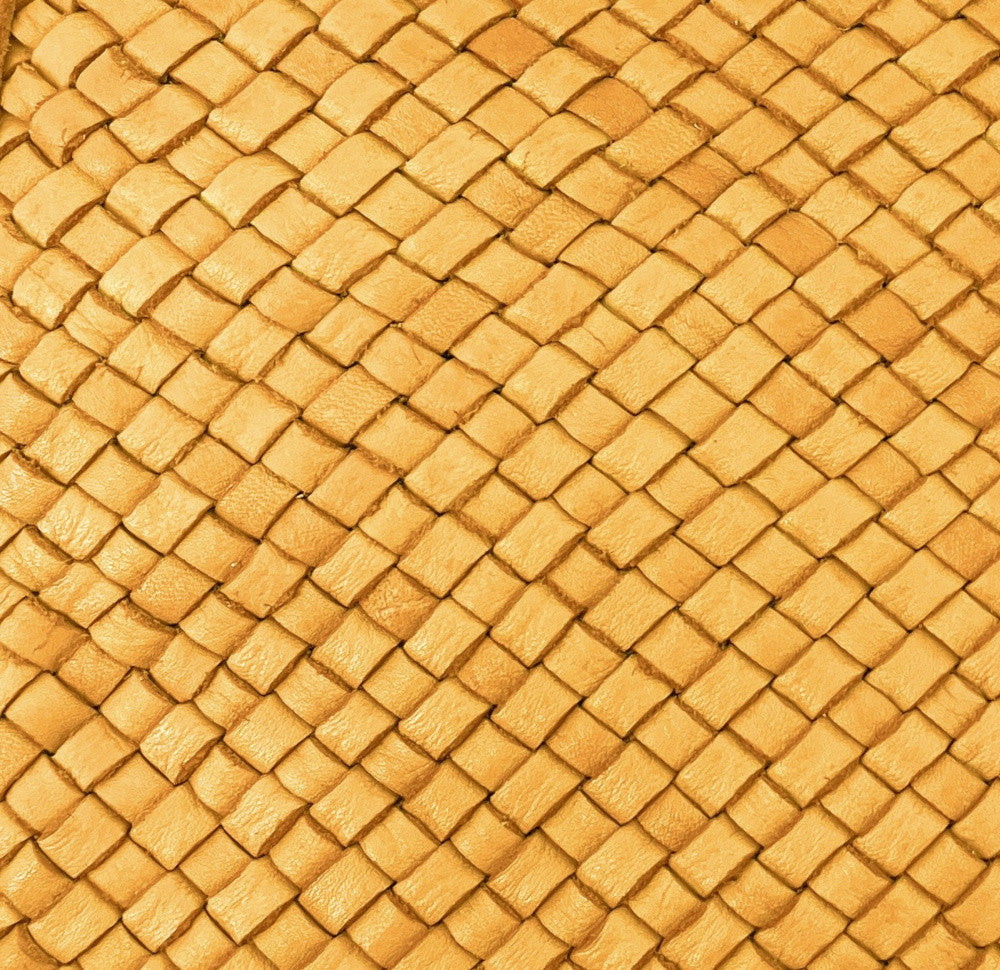 Sac besace à bandoulière en cuir tressé SHANNA Jaune tournesol