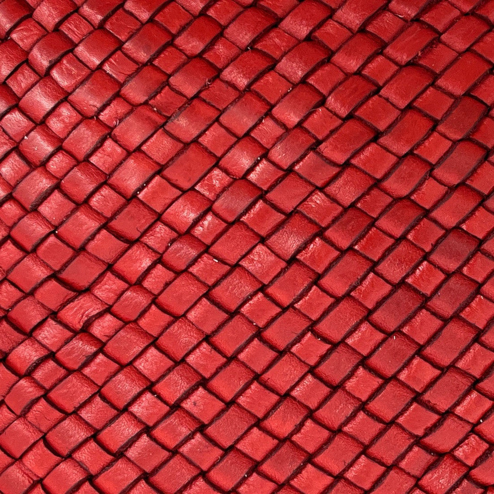 Sac besace à bandoulière en cuir tressé SHANNA Rouge garance