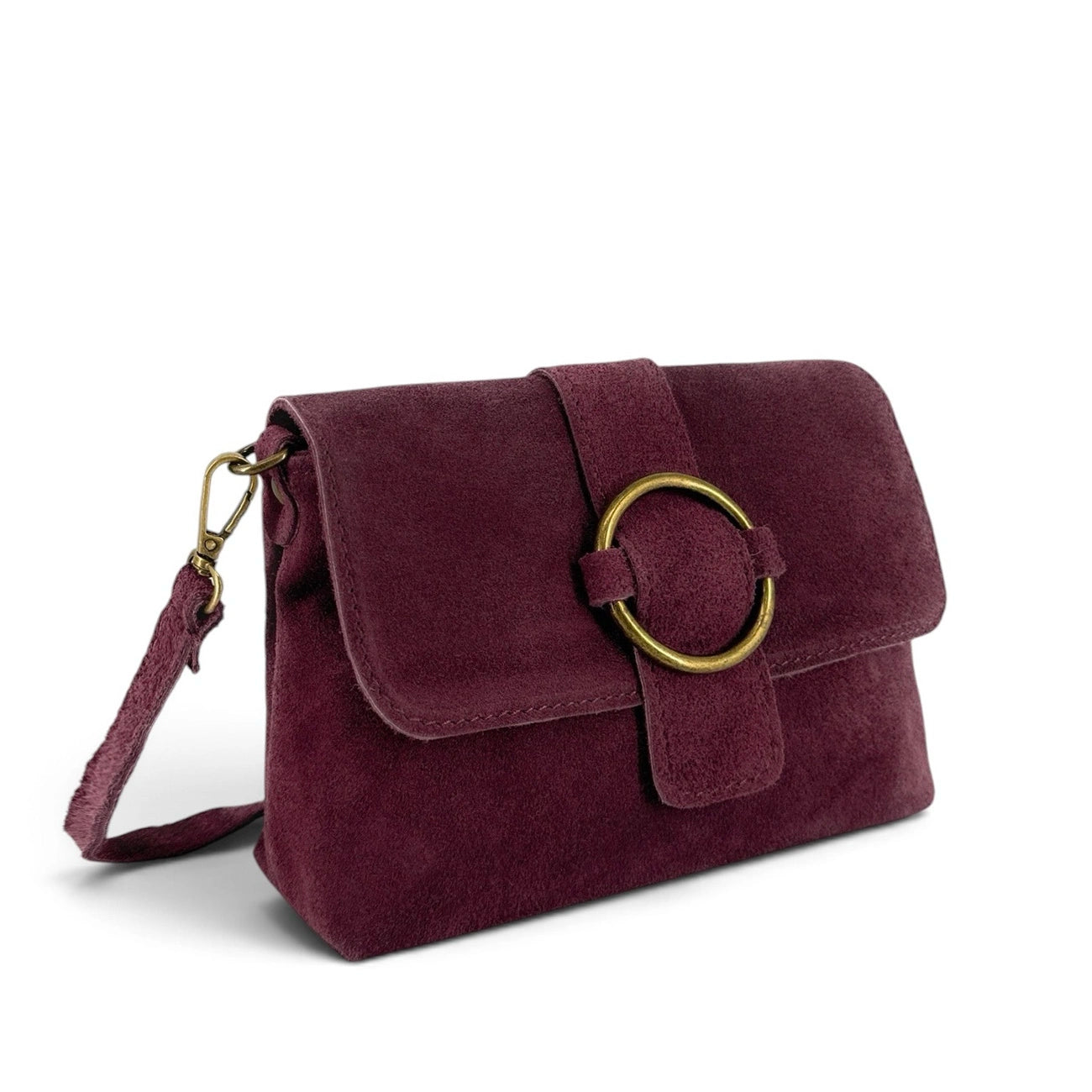 Borsa a mano in pelle scamosciata VERONE SUEDE Prugna
