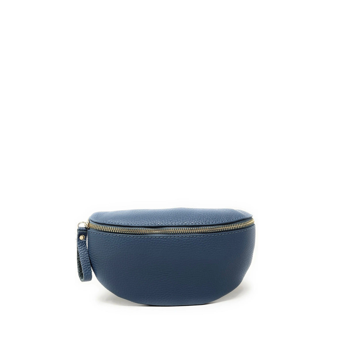 Marsupio in pelle martellata LOU-DO metallo dorato Blu ghiacciaio