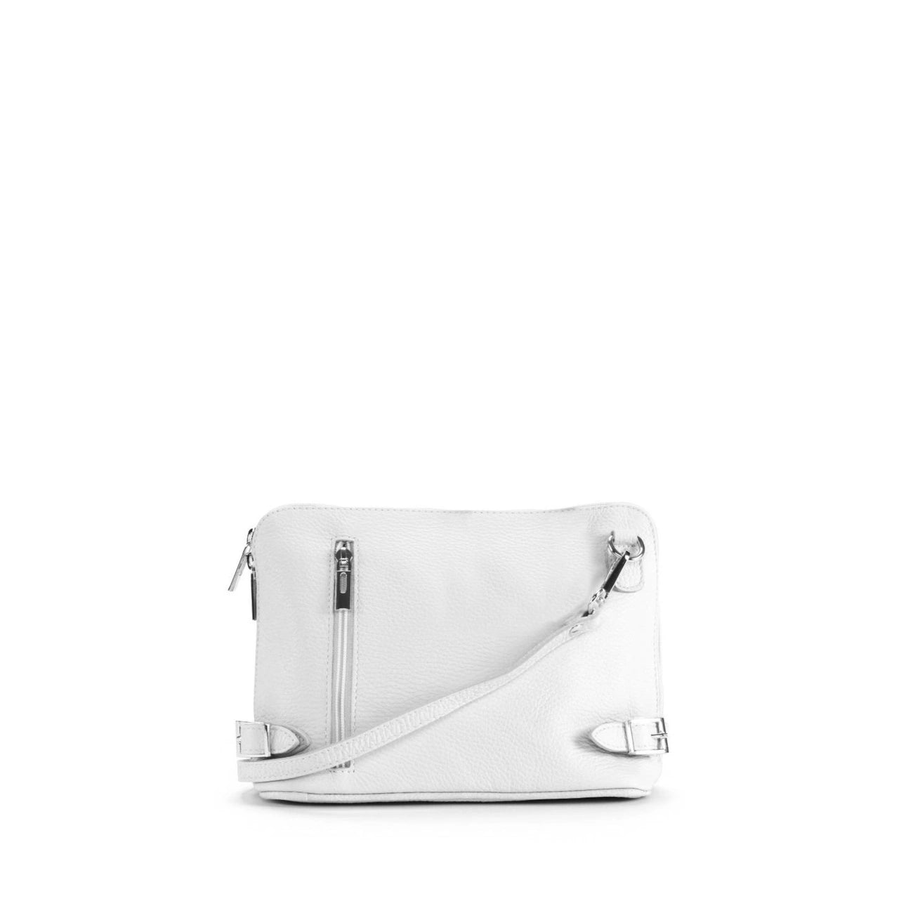 Mini Bolso de hombro de cuero de grano italiano MIA Blanco