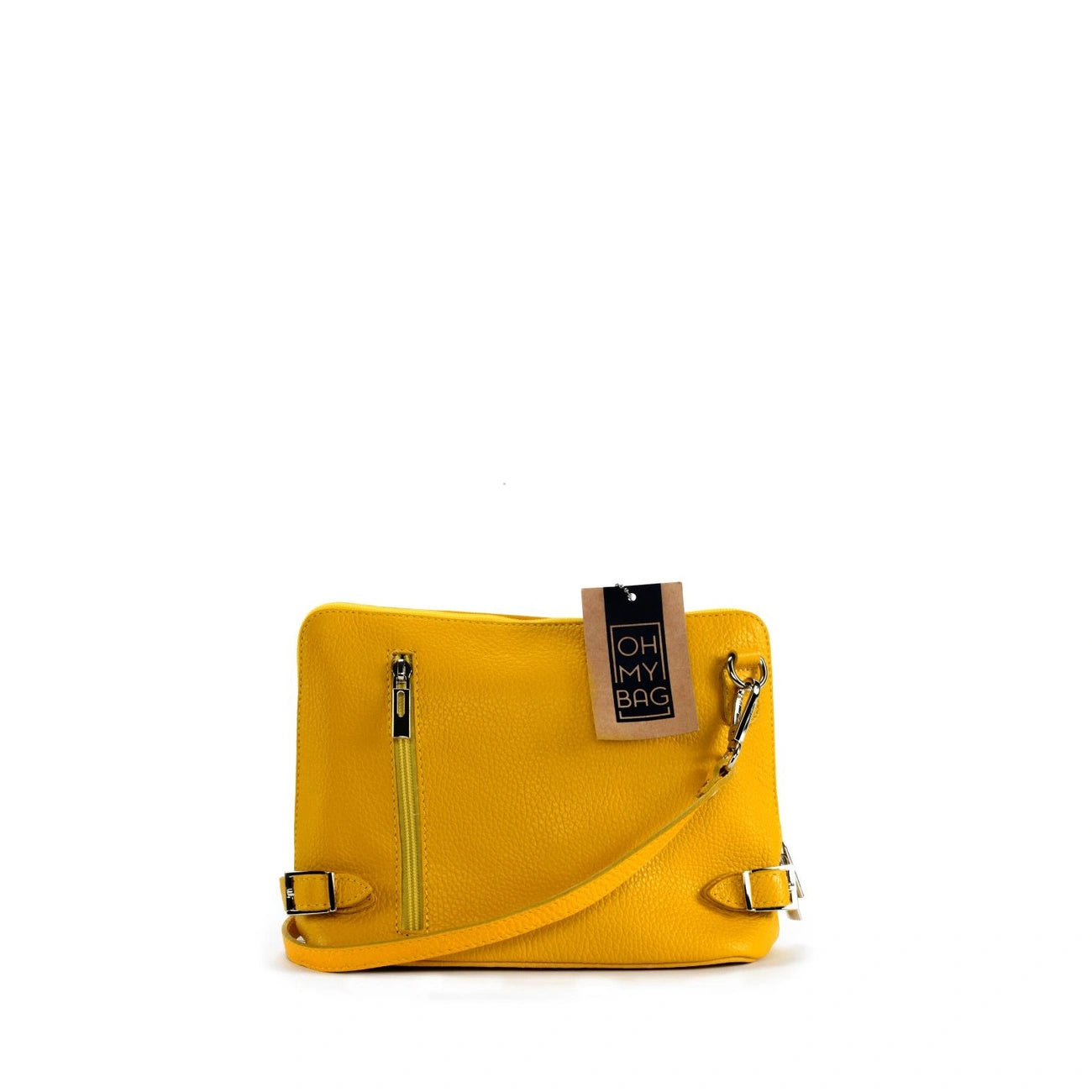 Mini Bolso de hombro de cuero de grano italiano MIA Mostaza amarillo