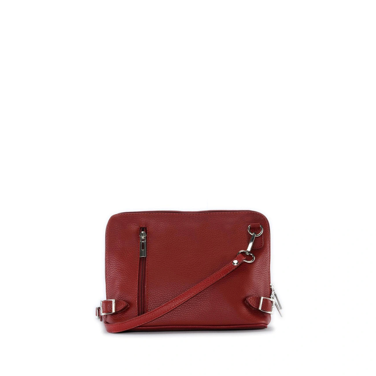 Mini Borsa a tracolla in pelle a grana italiana MIA Rosso scuro