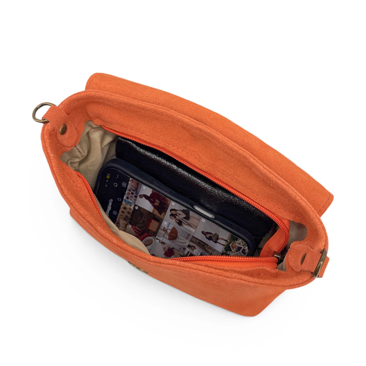 VERONE SUEDE suede handbag, Mandarin