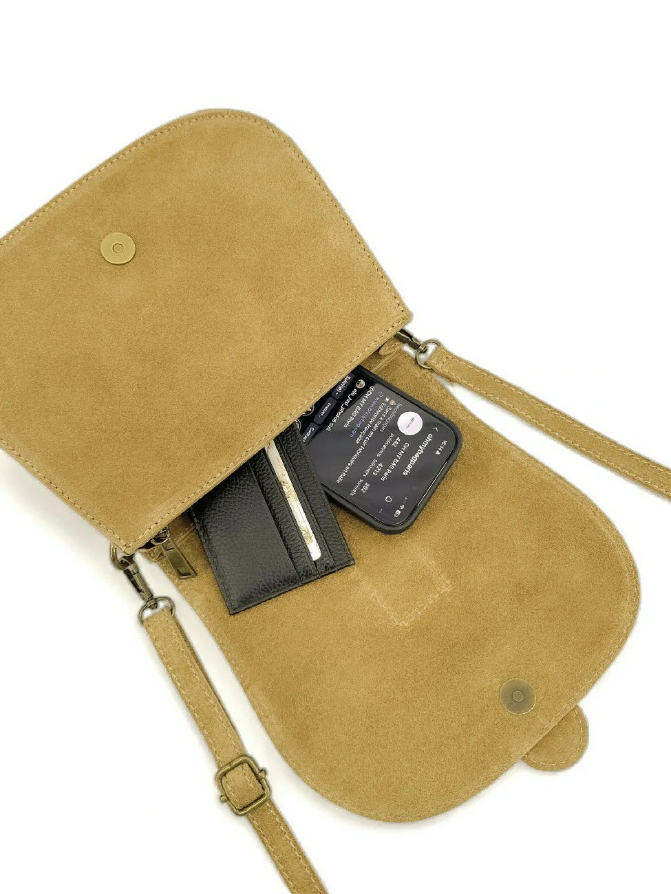 Kuriertasche aus Wildleder ENID Softgelb