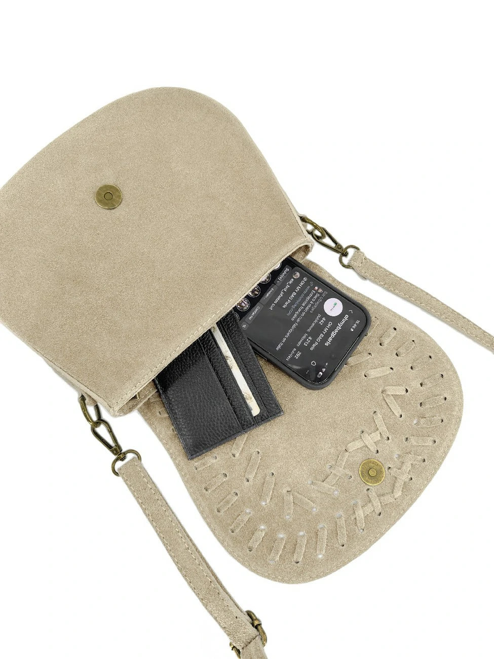 Kuriertasche aus Wildleder SEDONA Cremebeige