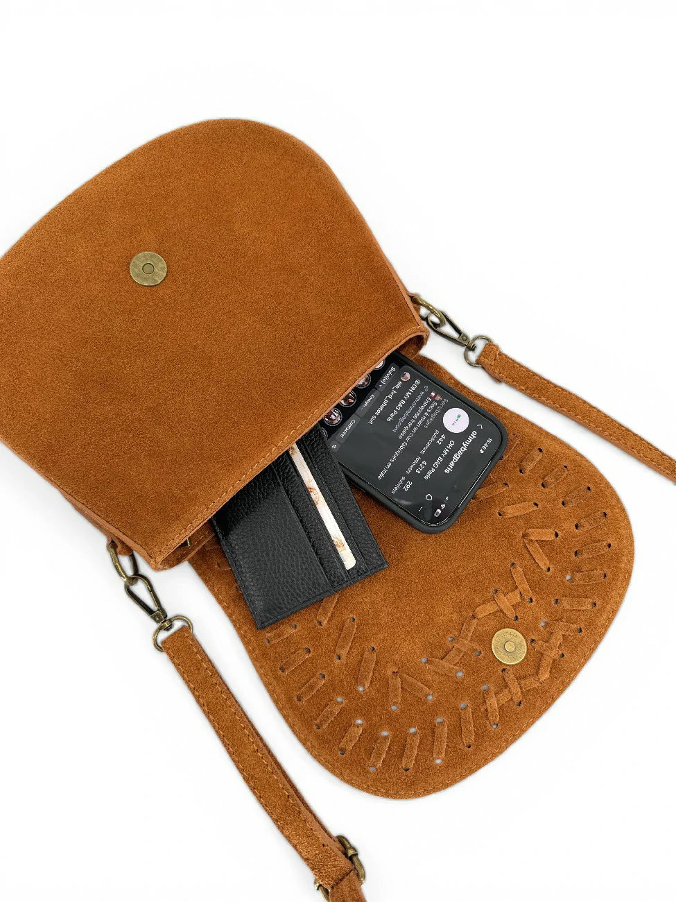 Kuriertasche aus Wildleder SEDONA Camelbraun