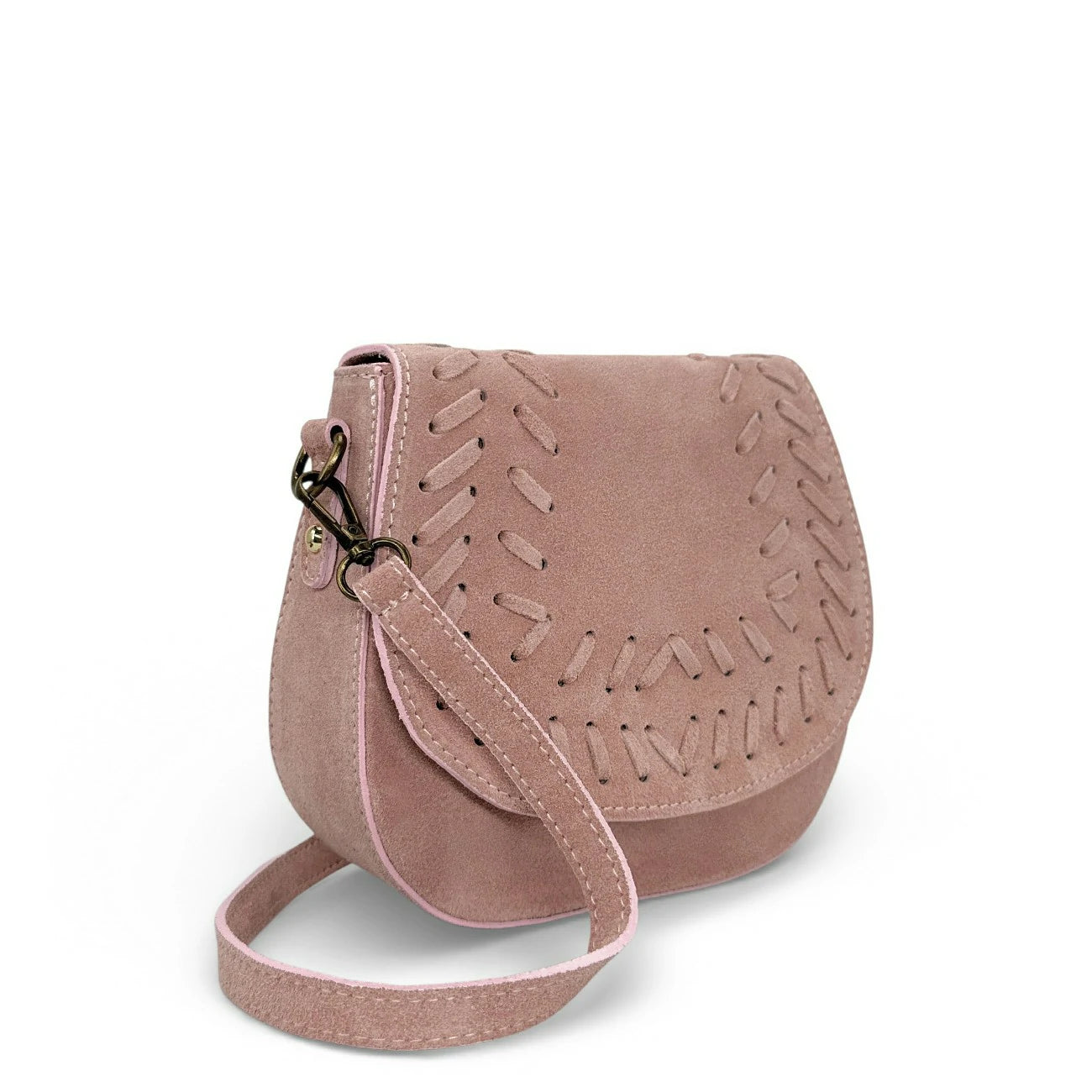 Sac besace en cuir daim SEDONA Rose pastel