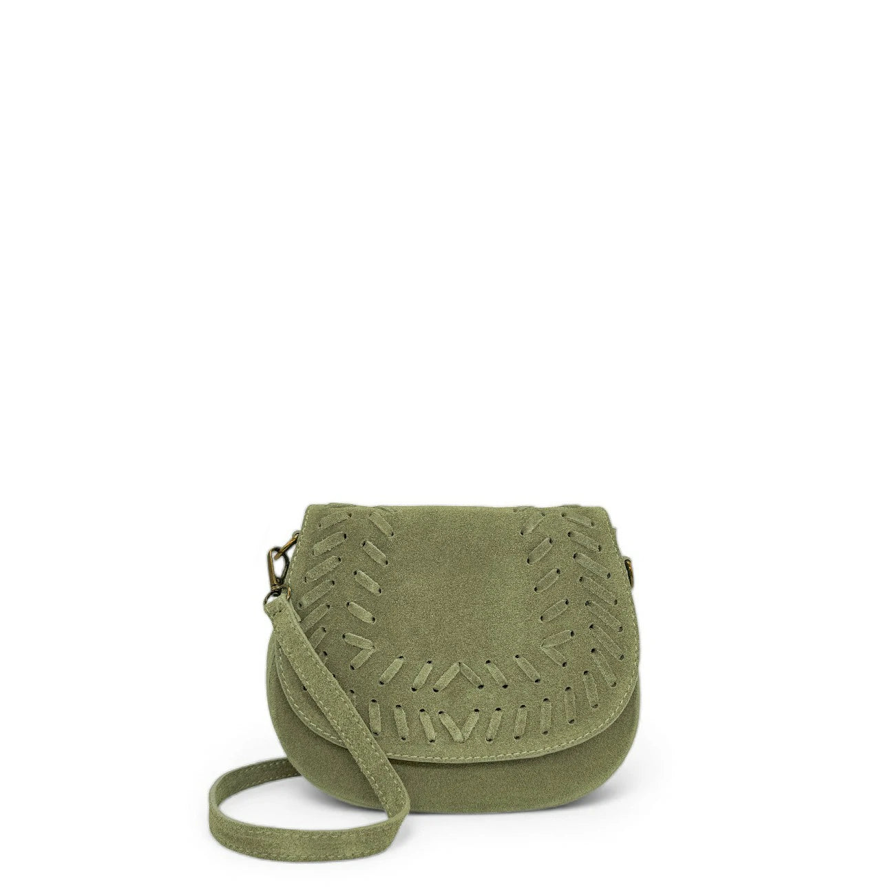 Sac besace en cuir daim SEDONA Vert matcha latte