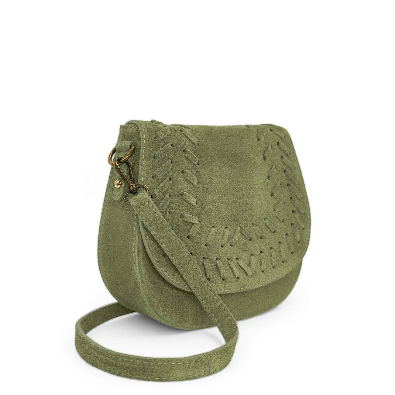 Sac besace en cuir daim SEDONA Vert matcha latte
