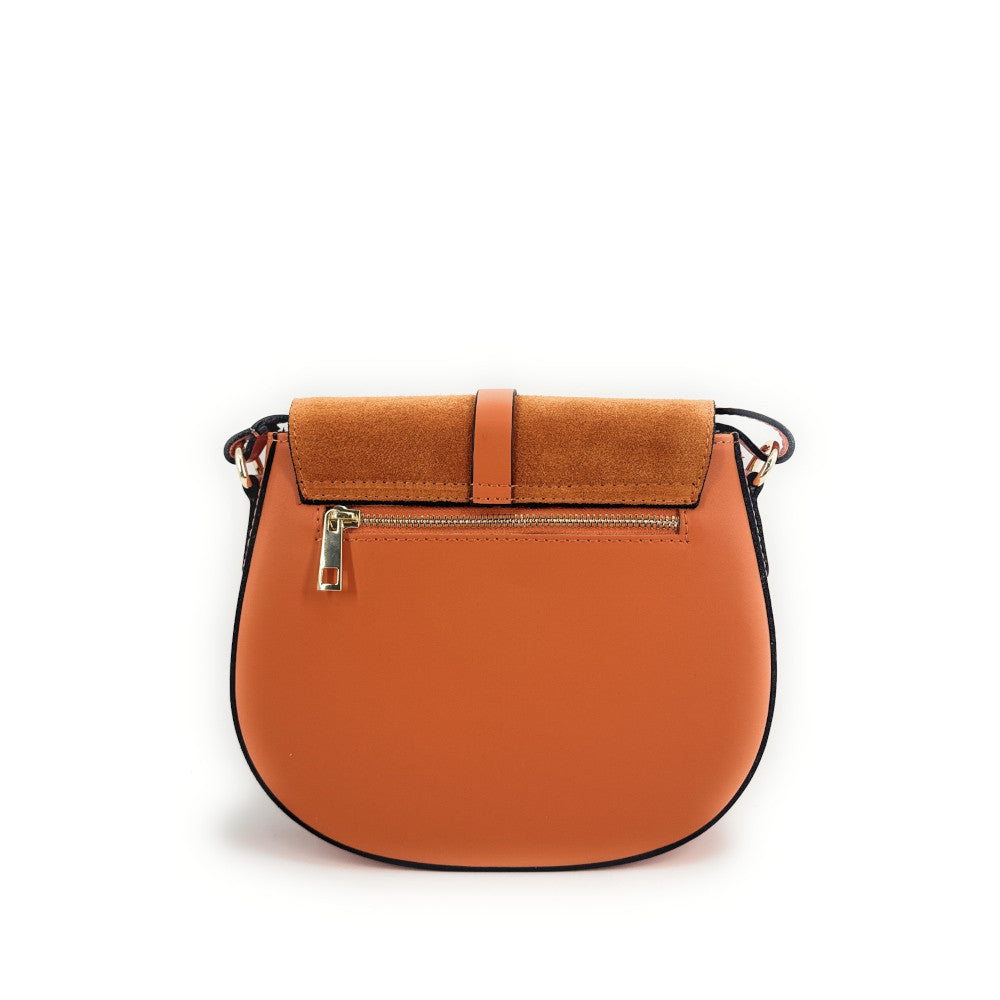 Mini-sac besace en cuir lisse et croûte de cuir MODELE H Orange