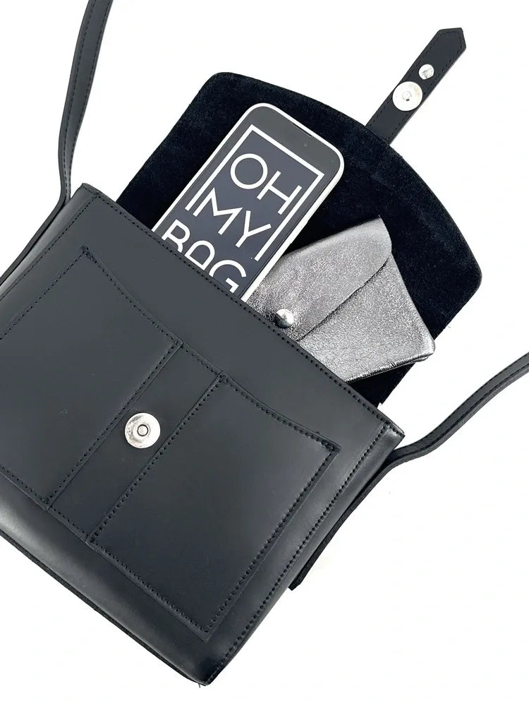 Sac besace en cuir lisse OTHELLO Noir