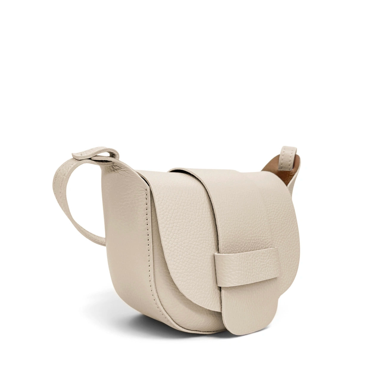 Mini sac besace en cuir grainé LOLLY Beige crème