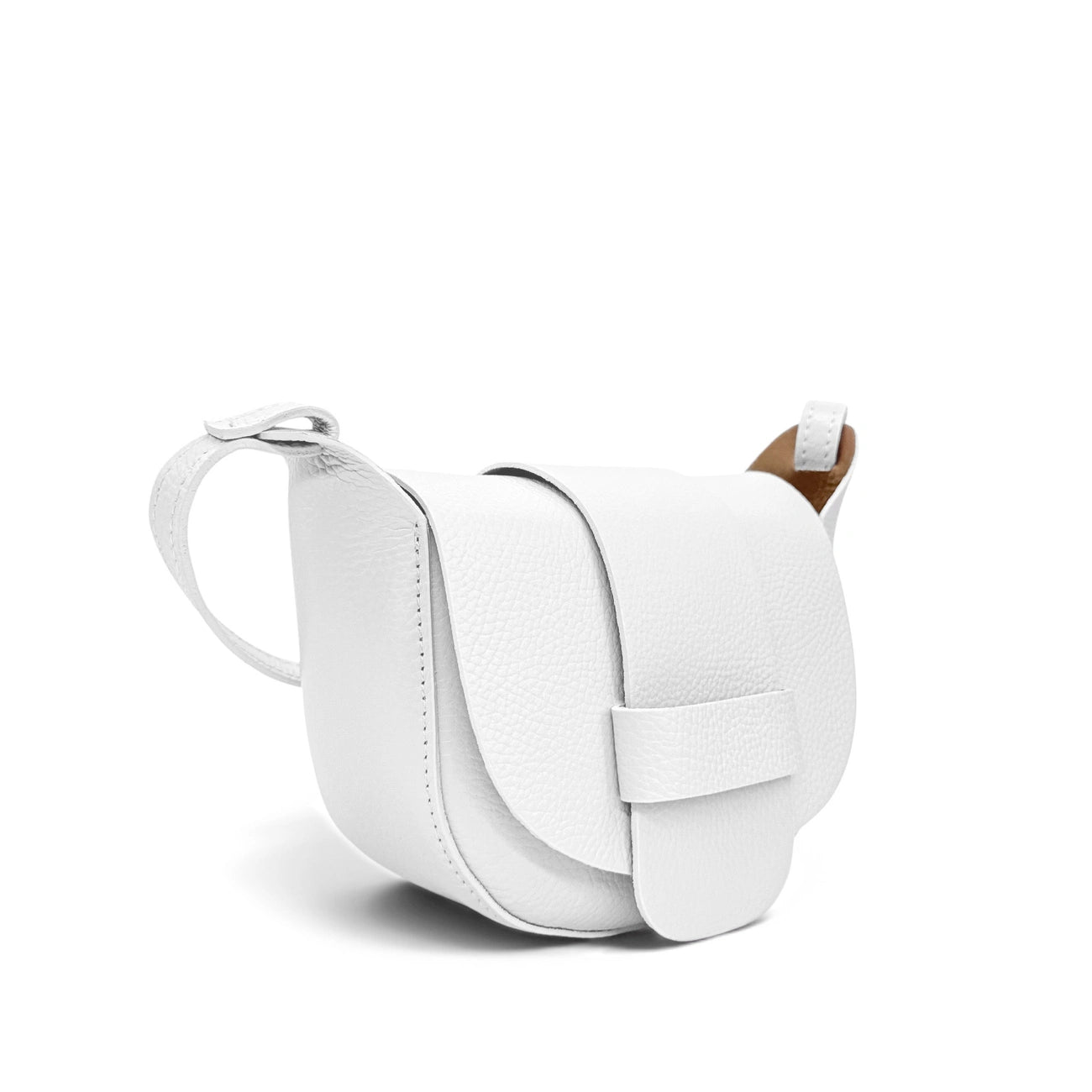 Mini sac besace en cuir grainé LOLLY Blanc