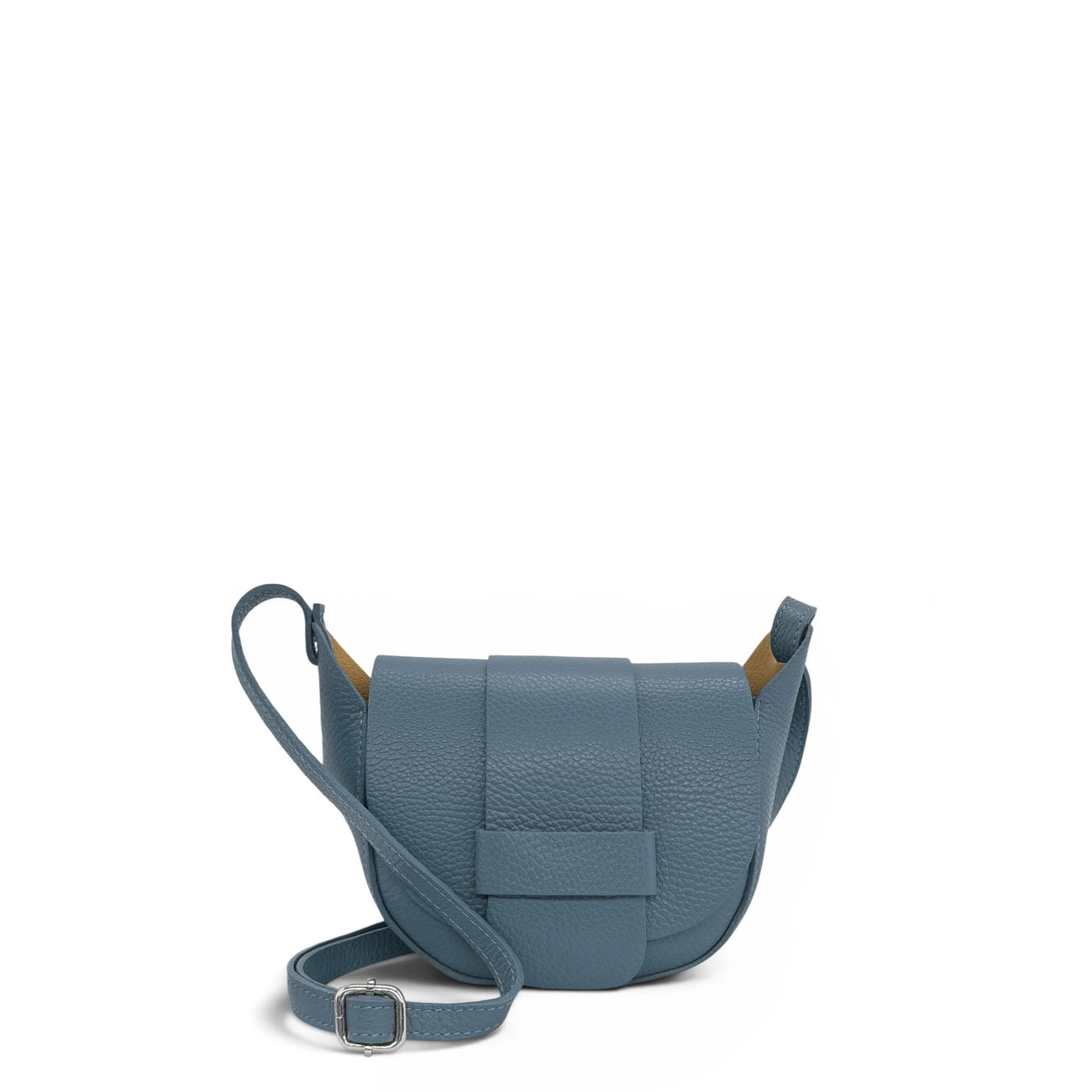 Mini sac besace en cuir grainé LOLLY Bleu glacier