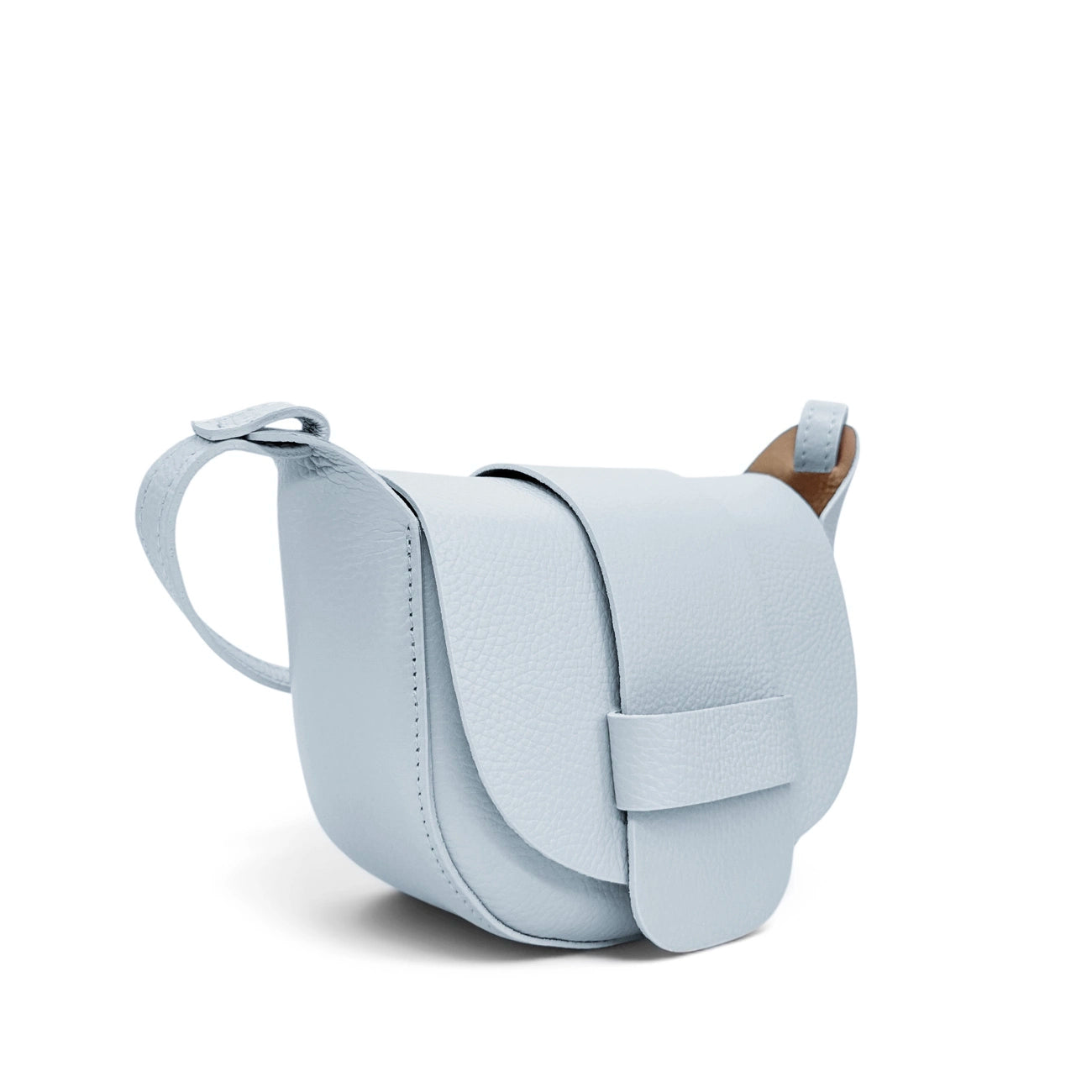 Mini sac besace en cuir grainé LOLLY Bleu pastel