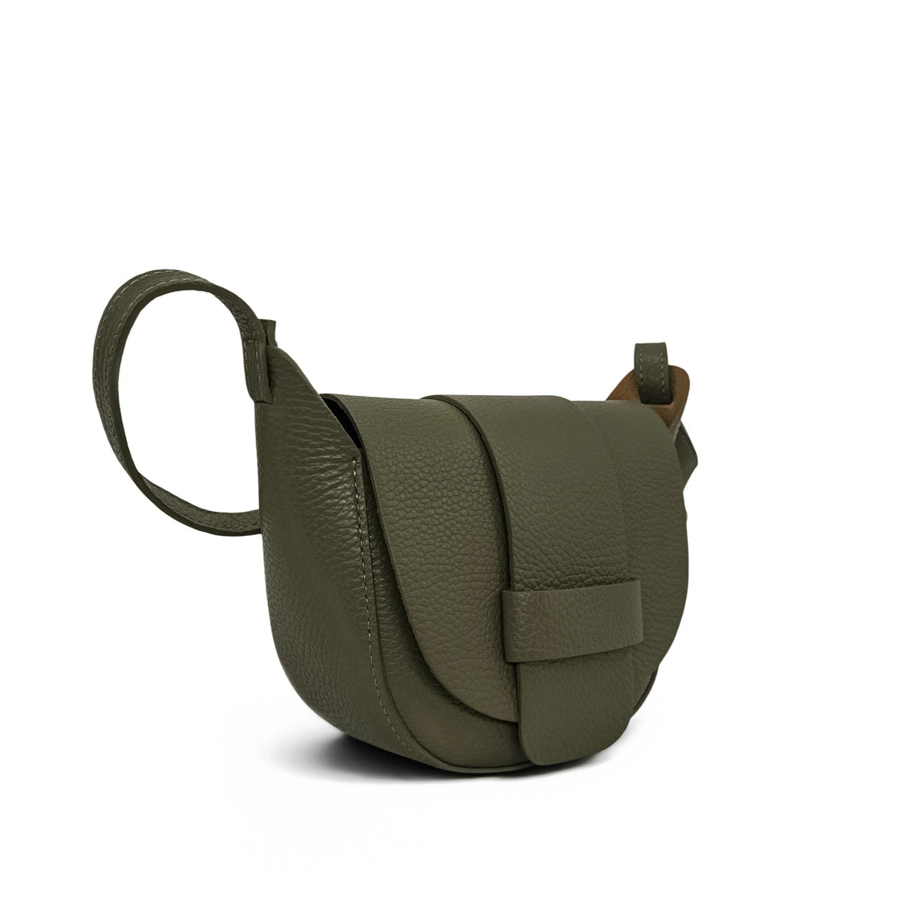 Mini sac besace en cuir grainé LOLLY Vert kaki