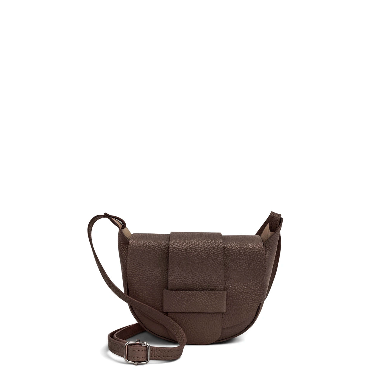 Mini sac besace en cuir grainé LOLLY Marron chocolat
