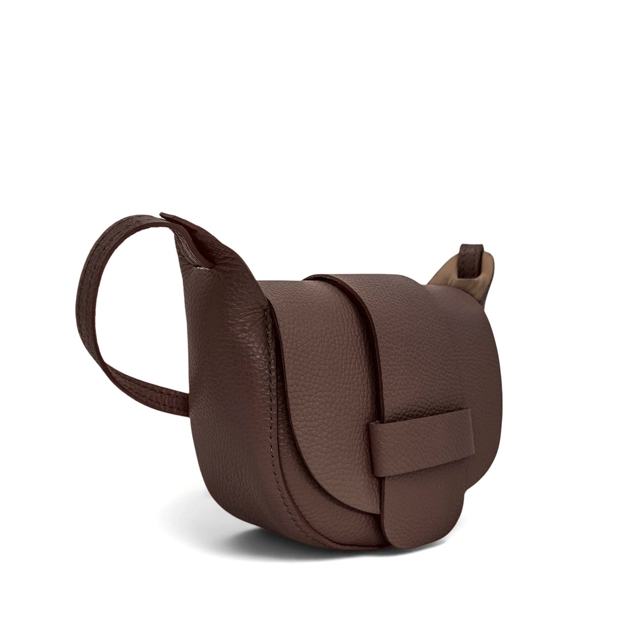 Mini sac besace en cuir grainé LOLLY Marron chocolat