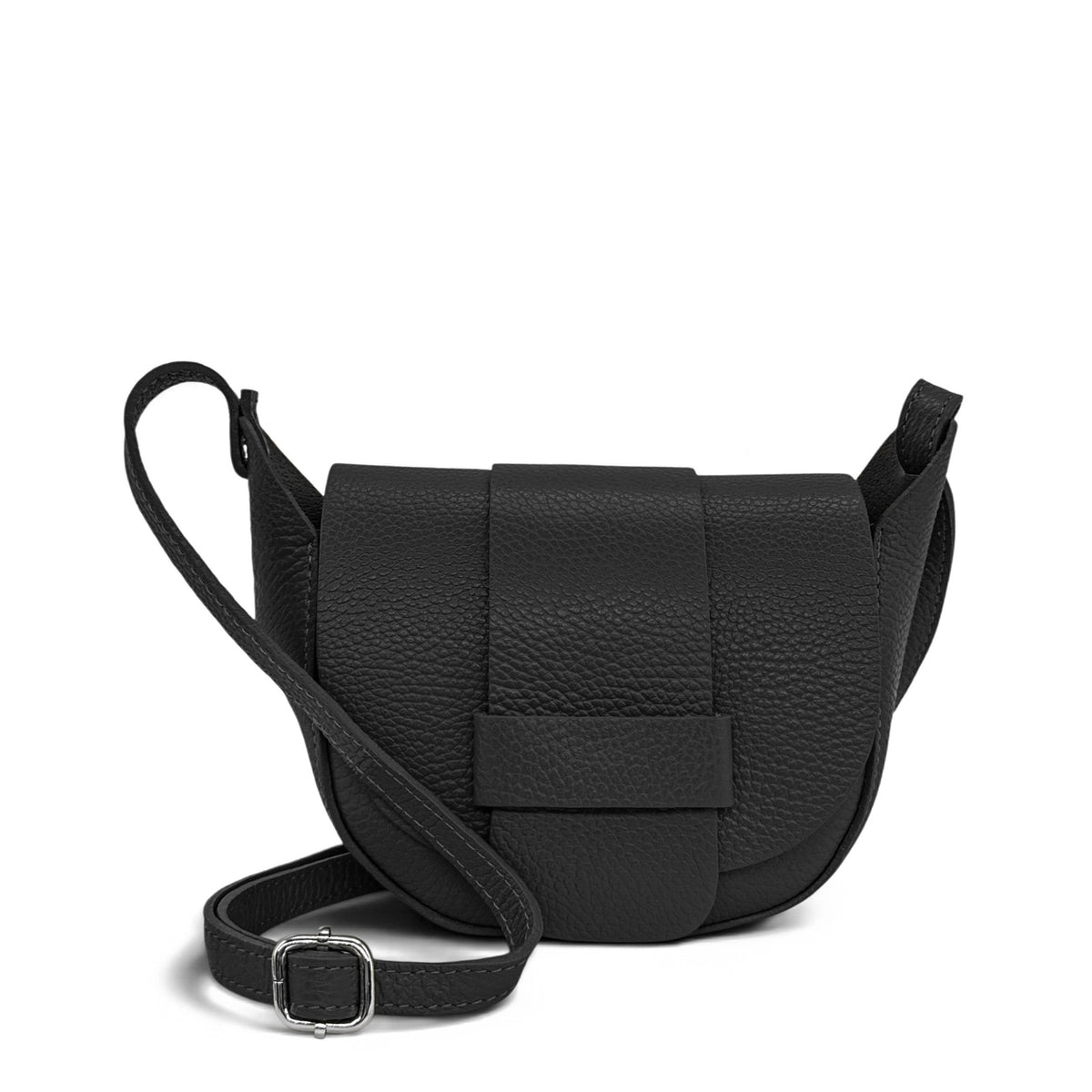 Mini-Kuriertasche aus genarbtem Leder LOLLY Schwarz