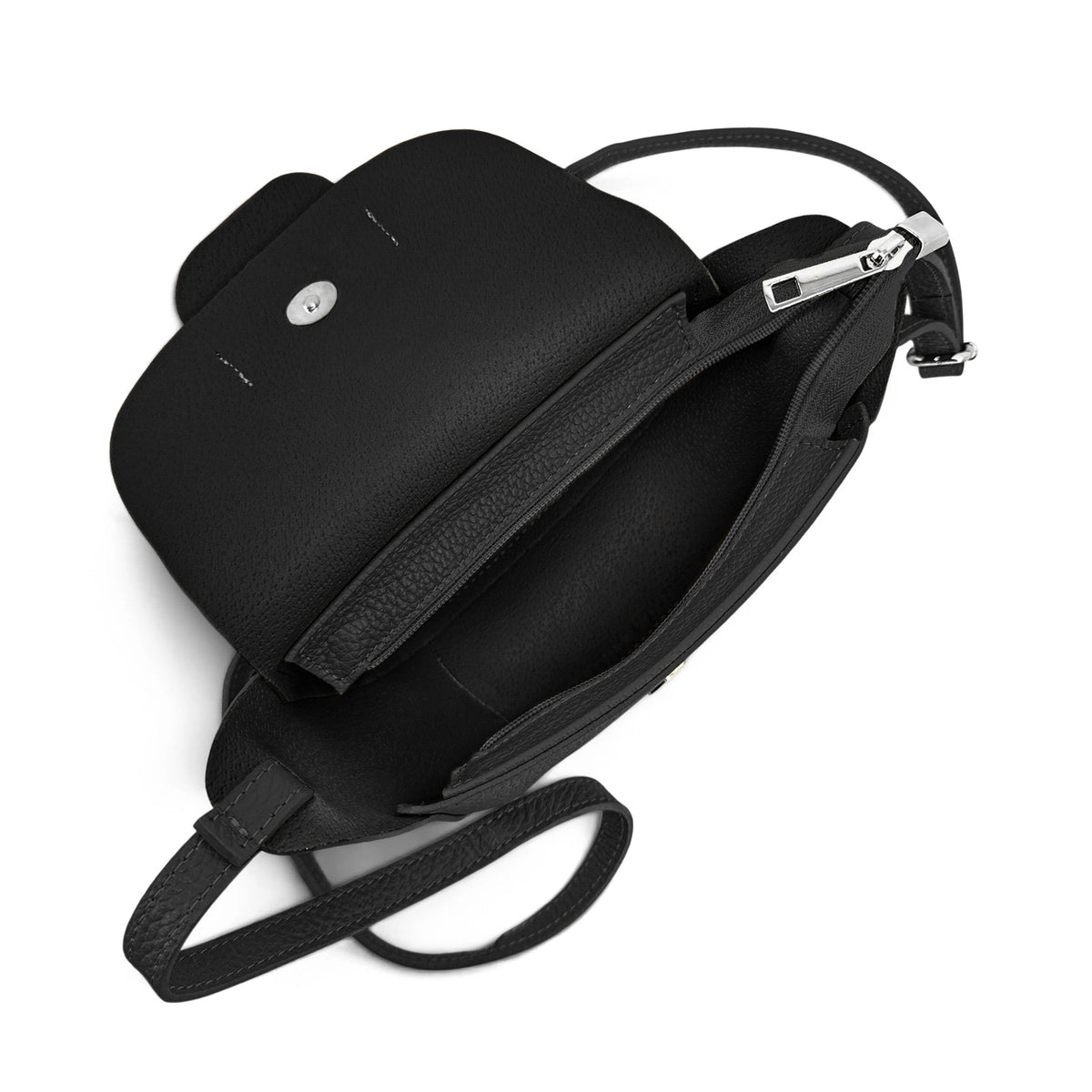 Mini-Kuriertasche aus genarbtem Leder LOLLY Schwarz