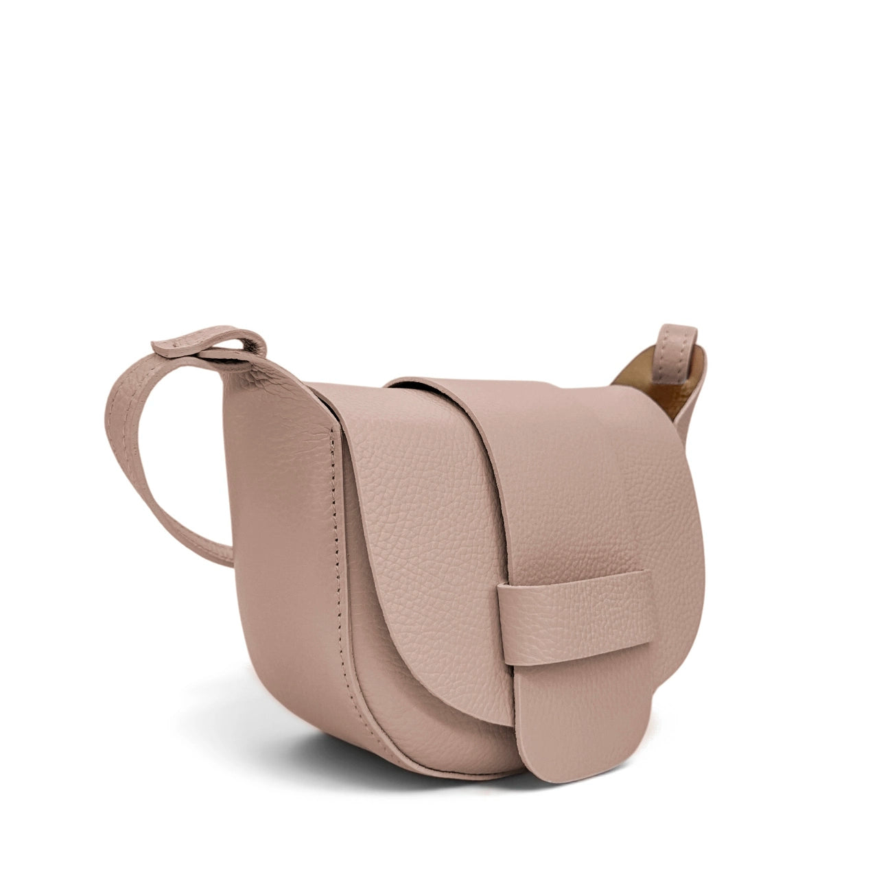Mini sac besace en cuir grainé LOLLY Rose nude