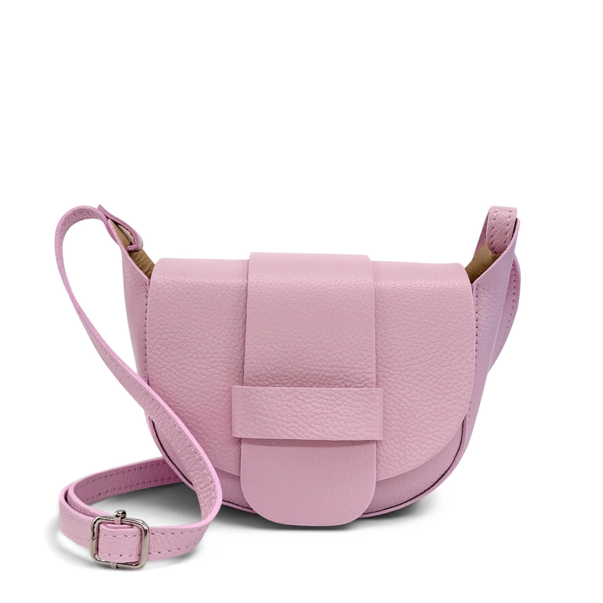 Mini-Kuriertasche aus genarbtem Leder LOLLY Pastellrosa