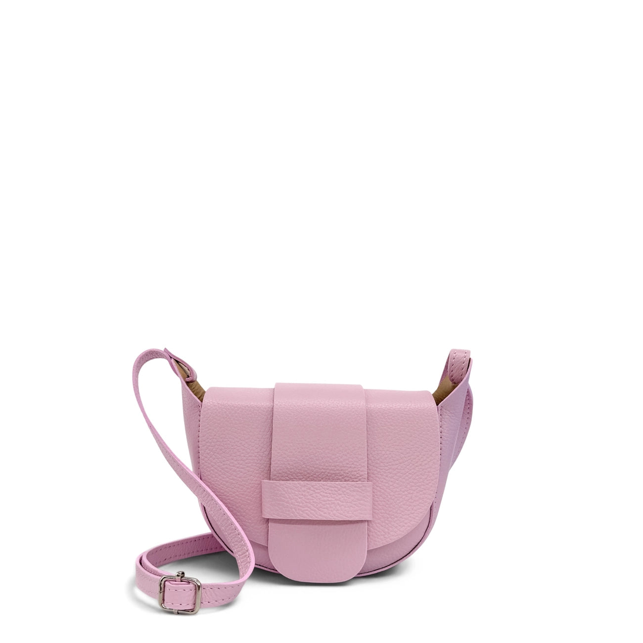 Mini sac besace en cuir grainé LOLLY Rose pastel