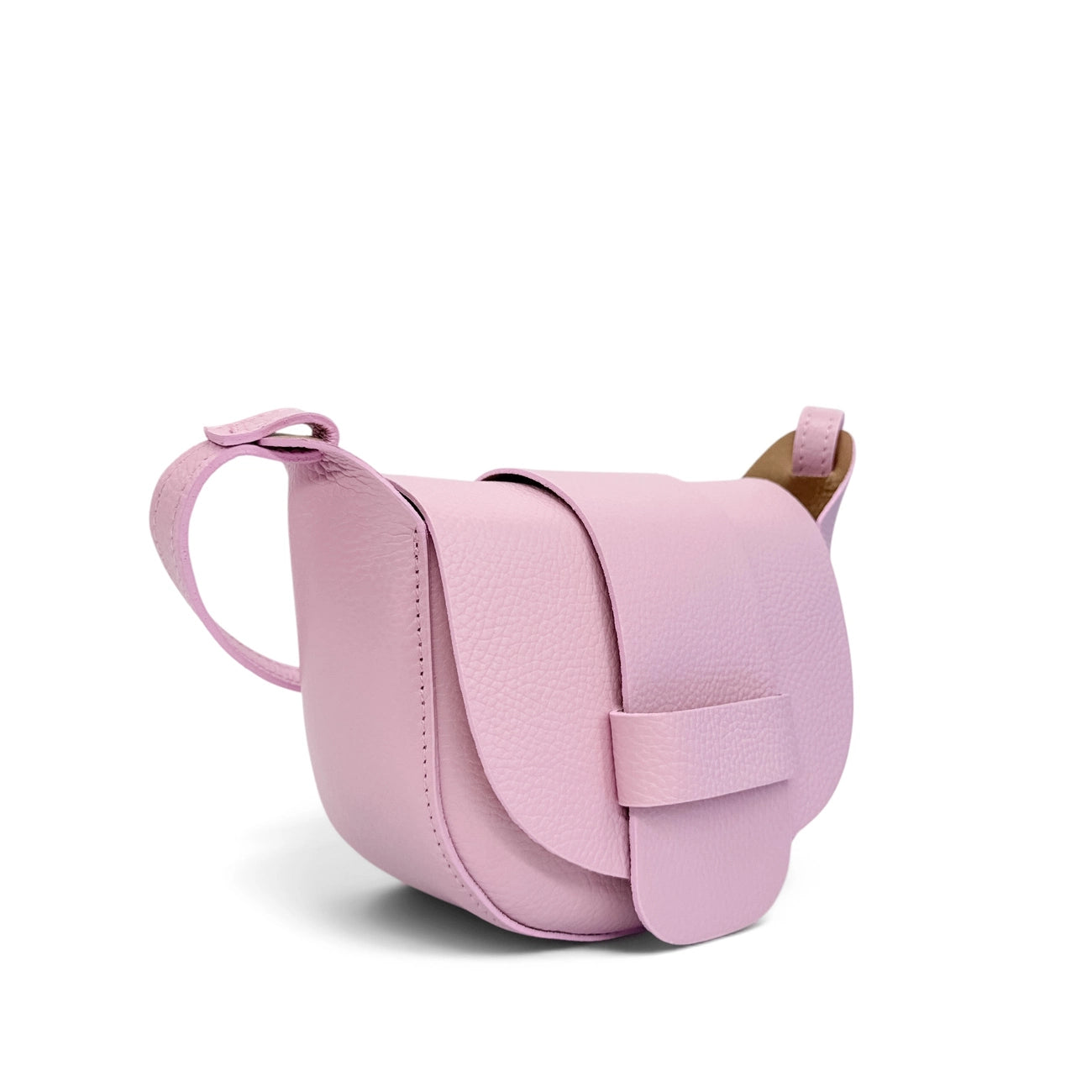 Mini sac besace en cuir grainé LOLLY Rose pastel