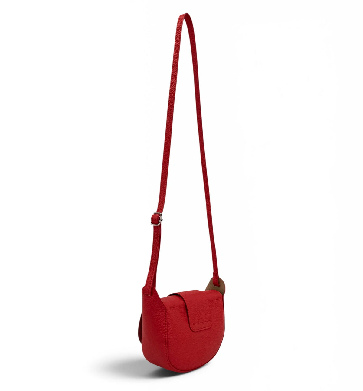 Mini-Kuriertasche aus genarbtem Leder LOLLY in Krapprot