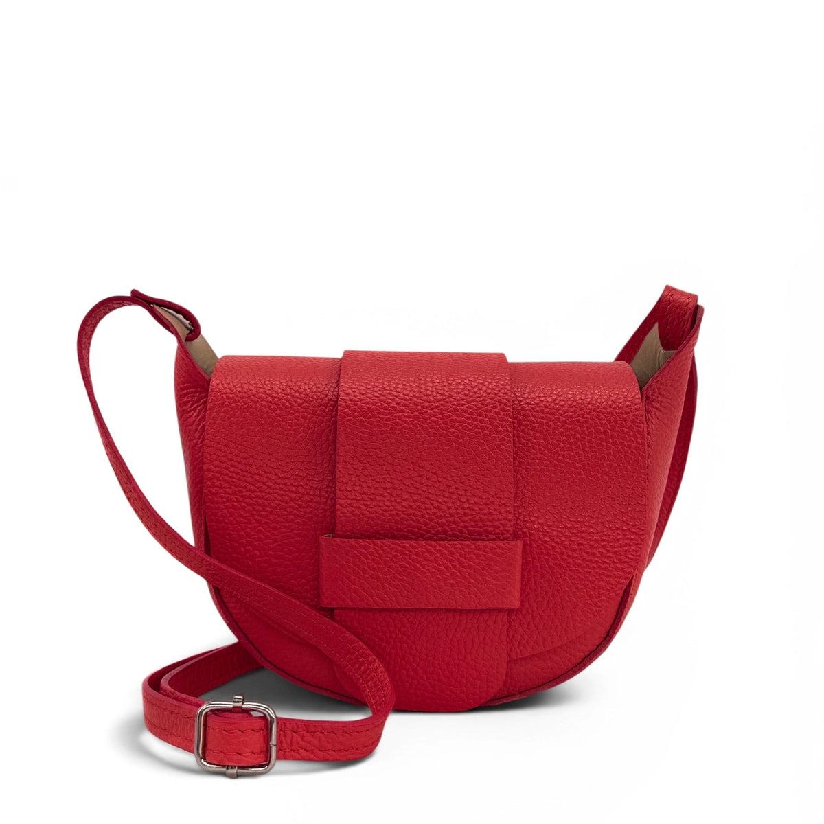 Mini-Kuriertasche aus genarbtem Leder LOLLY in Krapprot