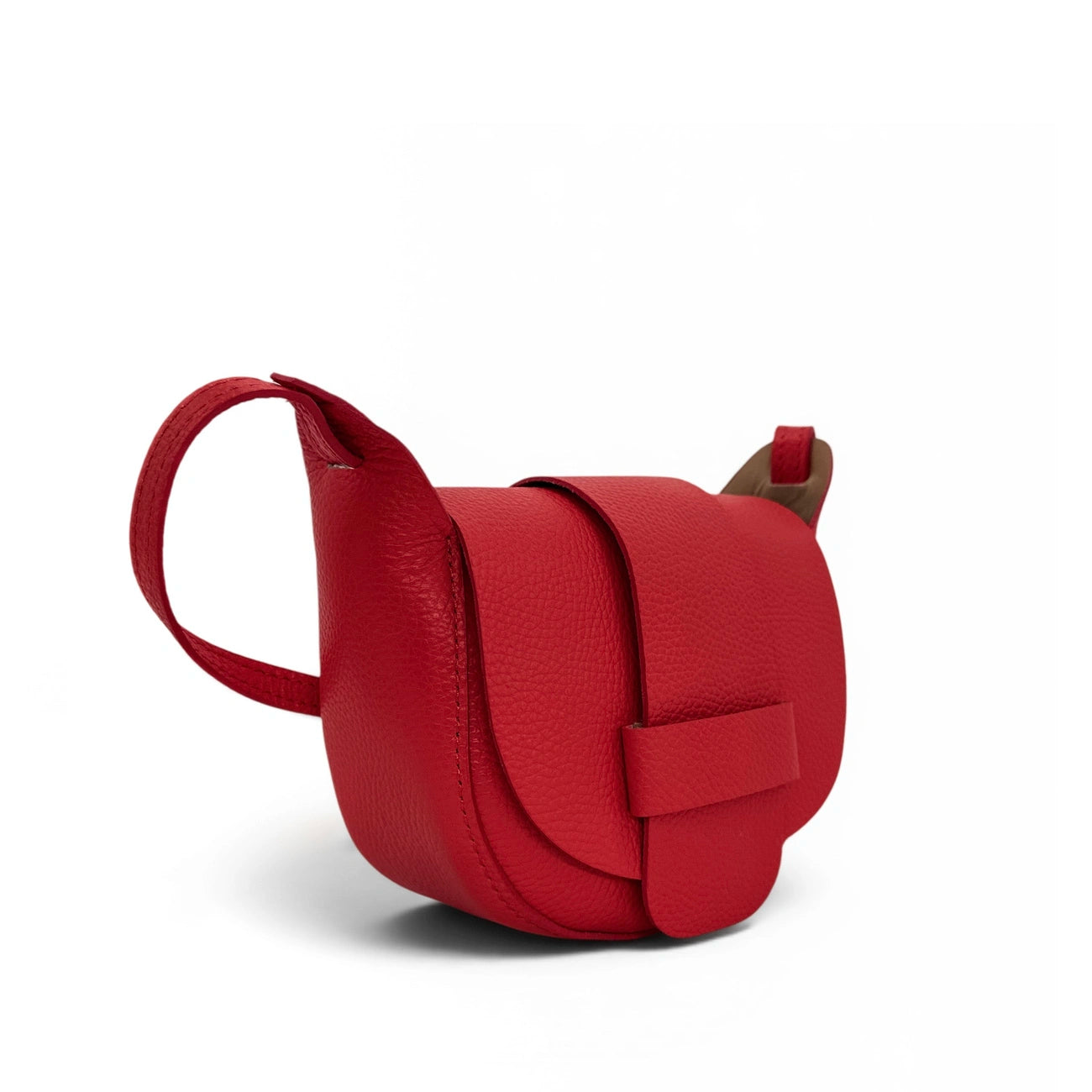 Mini sac besace en cuir grainé LOLLY Rouge garance