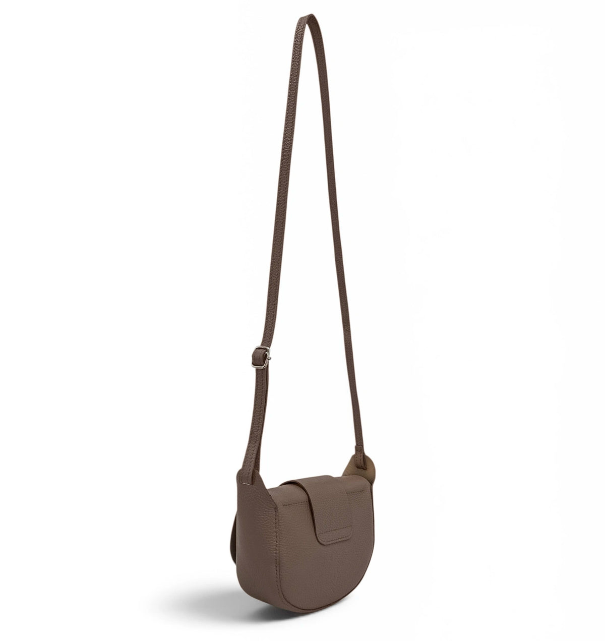 Mini-Kuriertasche aus genarbtem Leder LOLLY in Dunkeltaupe