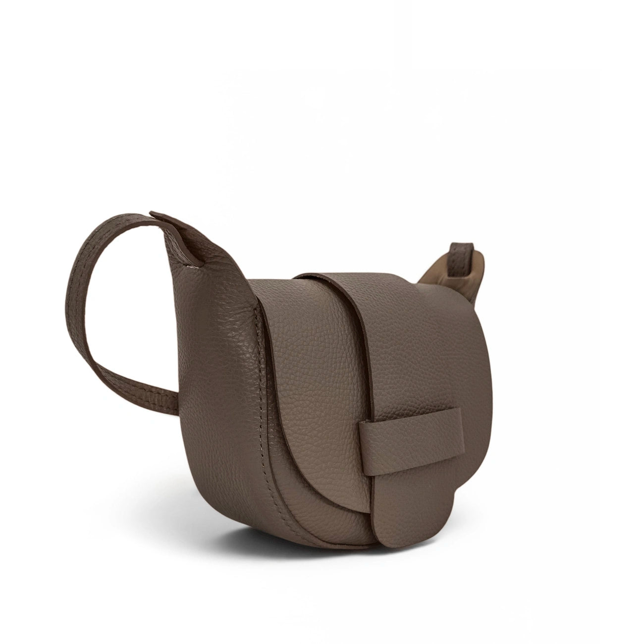 Mini sac besace en cuir grainé LOLLY Taupe foncé