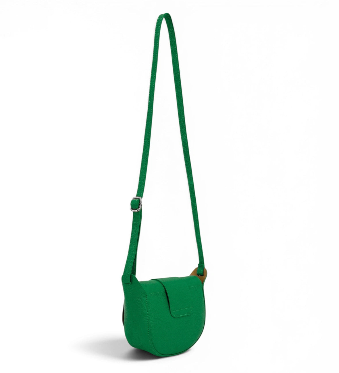 Mini-Kuriertasche aus genarbtem Leder LOLLY in Englischgrün