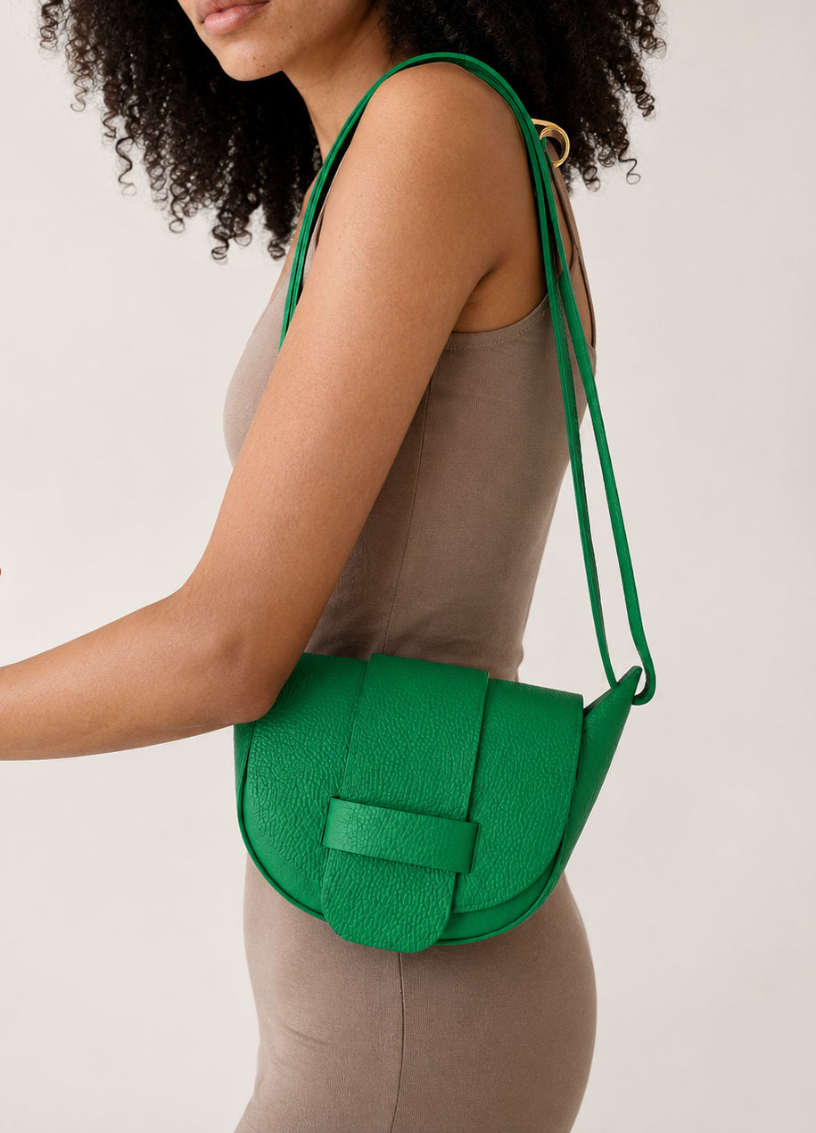 Mini sac besace en cuir grainé LOLLY Vert anglais