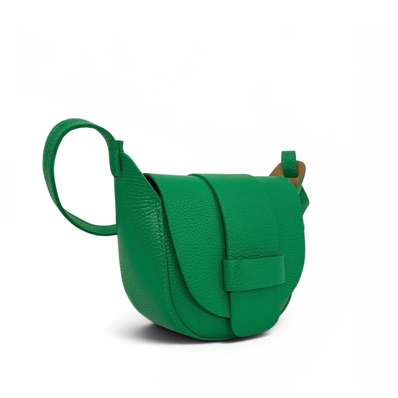 Mini sac besace en cuir grainé LOLLY Vert anglais