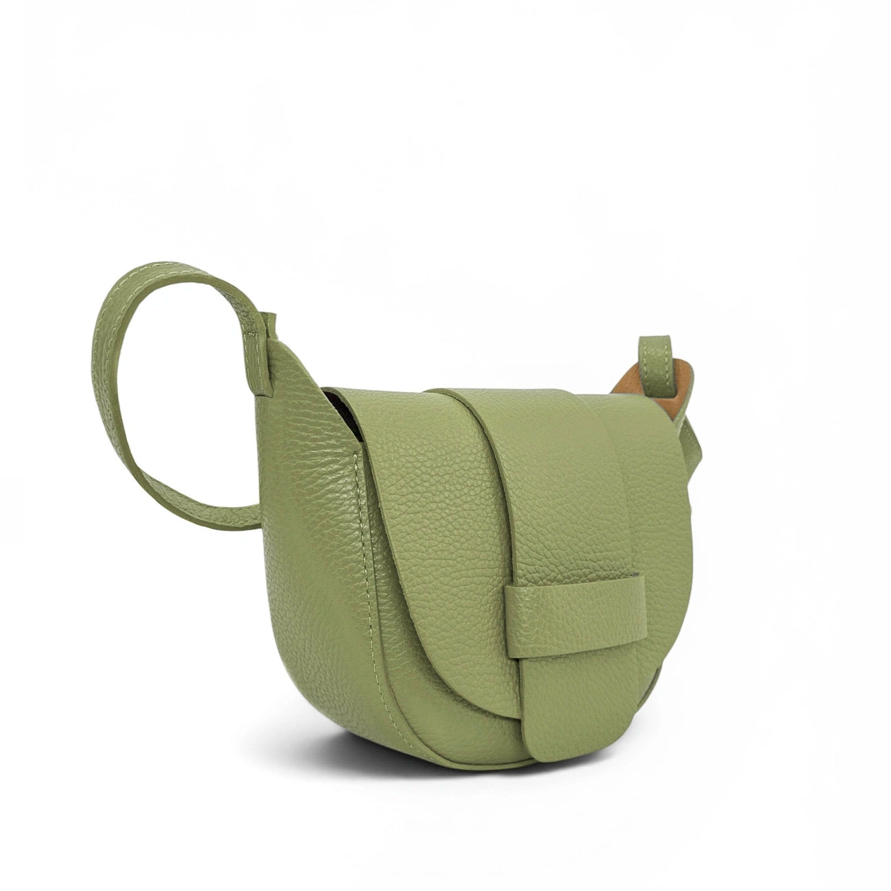 Mini sac besace en cuir grainé LOLLY Vert matcha latte