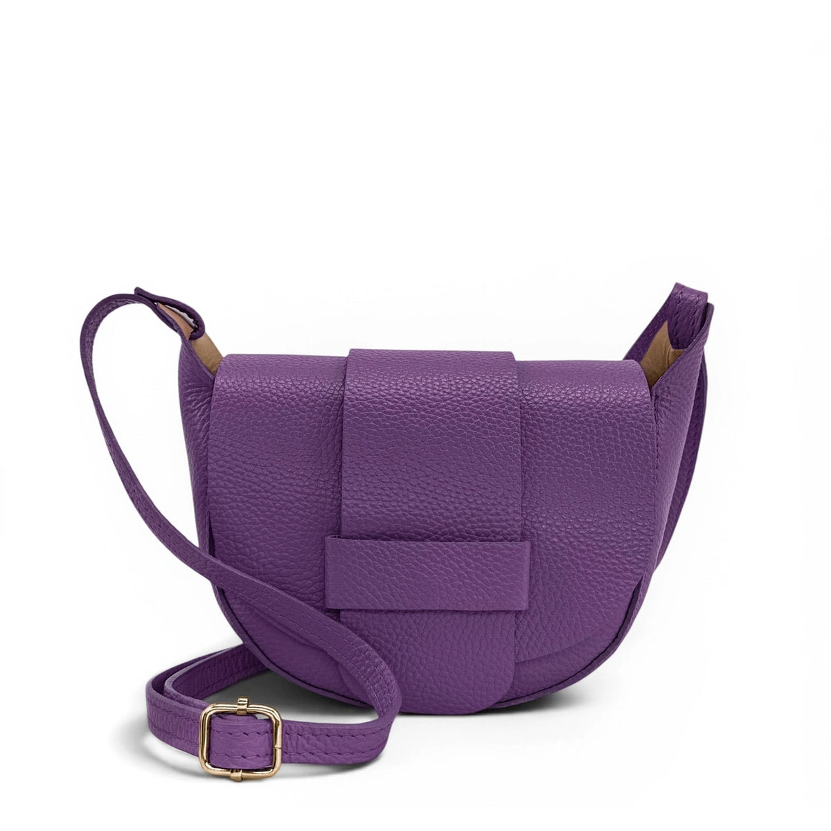 Mini-Kuriertasche aus genarbtem Leder LOLLY Violett
