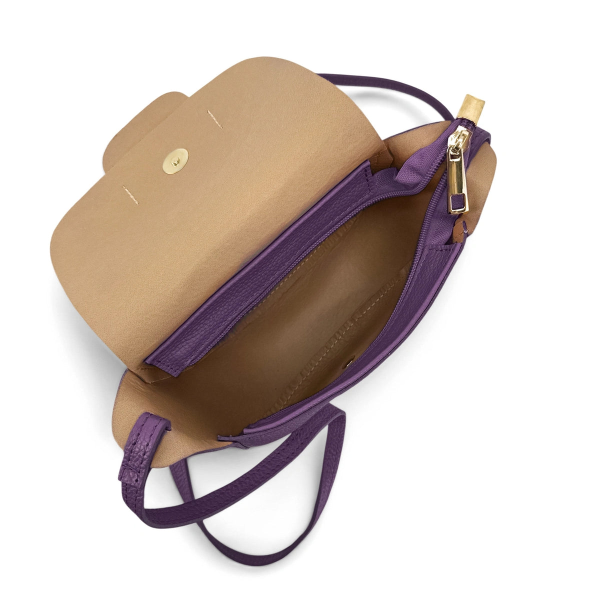 Mini-Kuriertasche aus genarbtem Leder LOLLY Violett