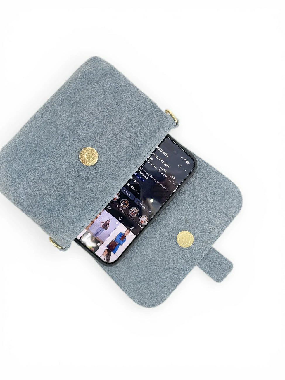 BERLINGOT SUEDE suede micro-bag Pastel blue