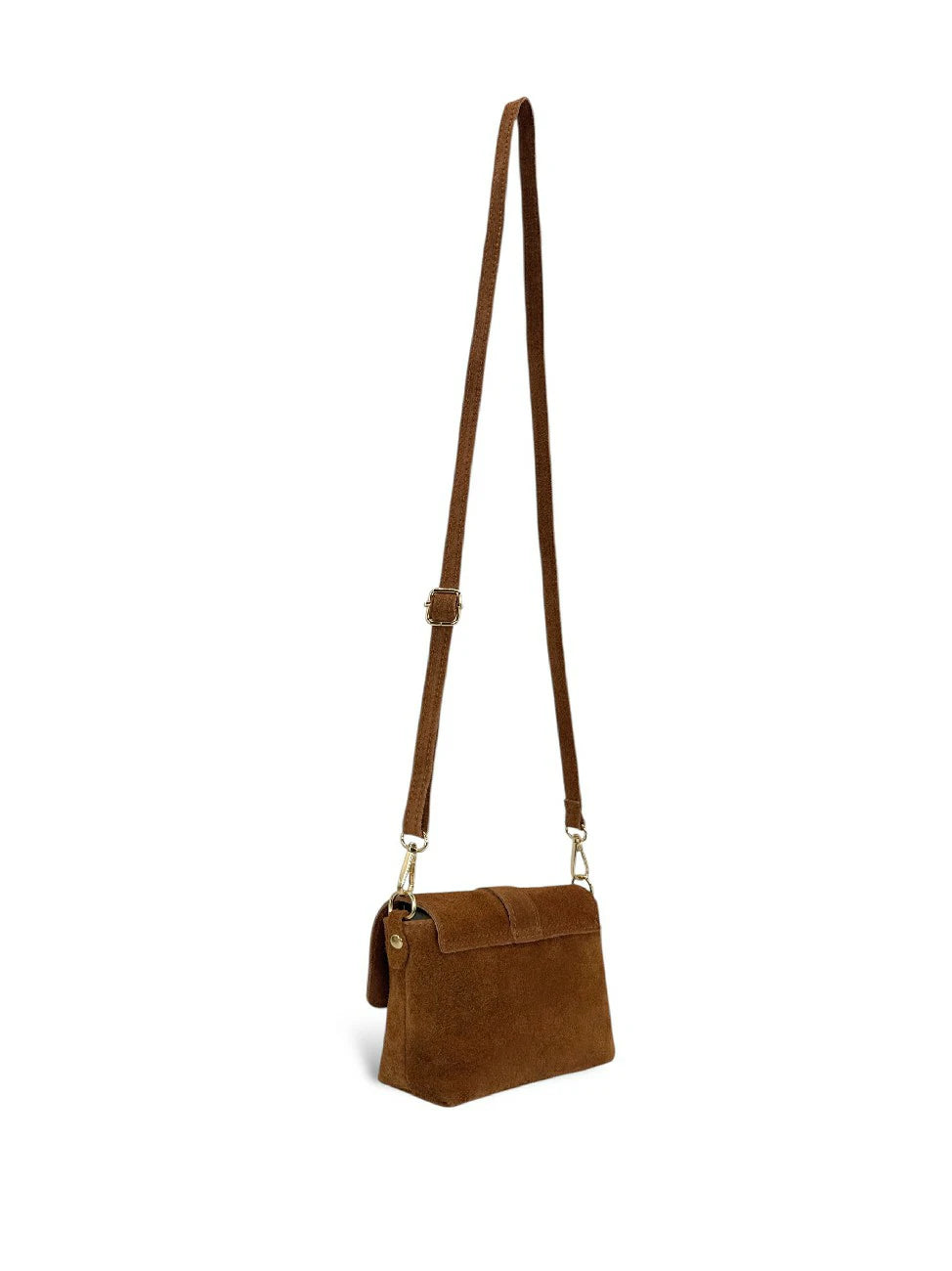 Mikro-Tasche aus Wildleder BERLINGOT SUEDE dunkles Camelbraun