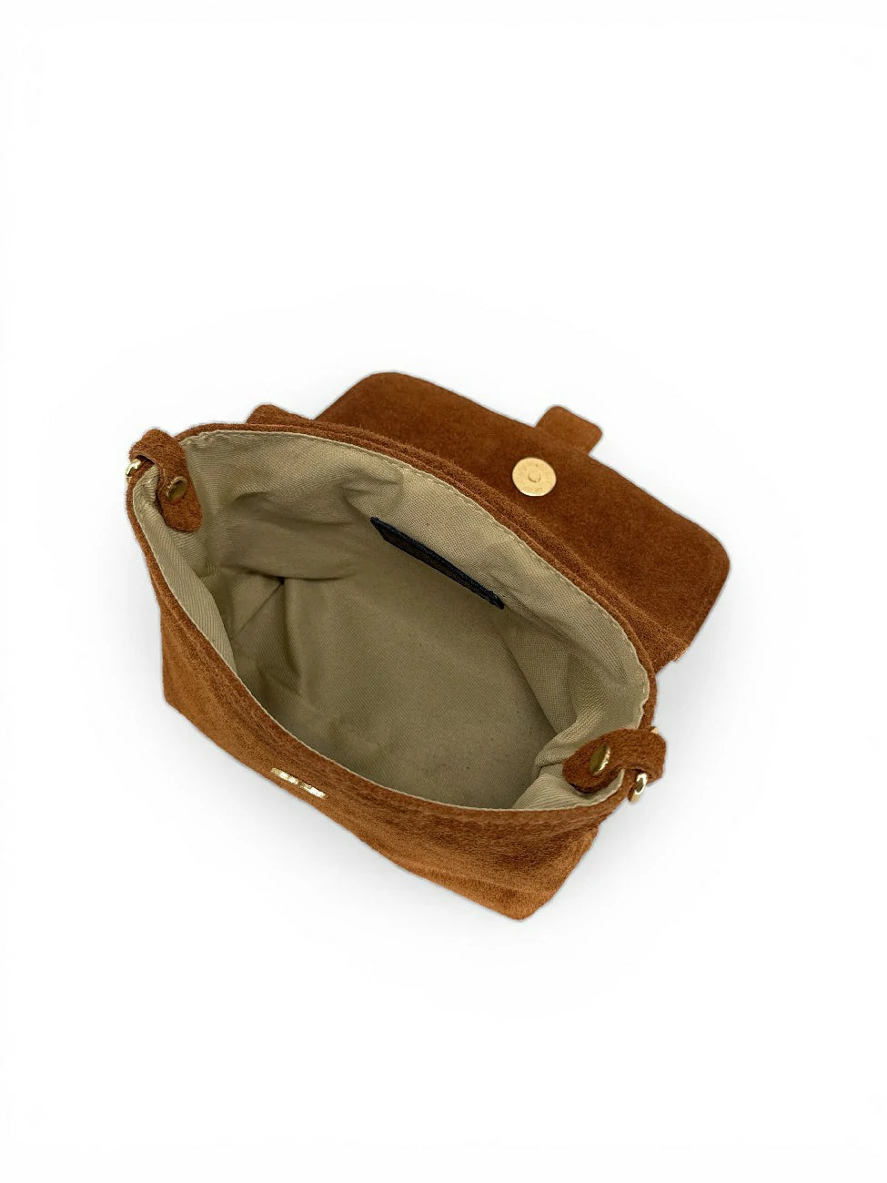 Mikro-Tasche aus Wildleder BERLINGOT SUEDE dunkles Camelbraun