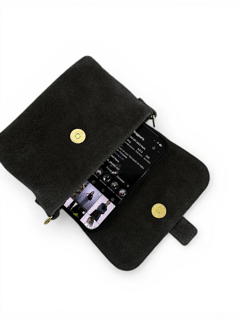Micro borsa in pelle scamosciata BERLINGOT SUEDE Nero
