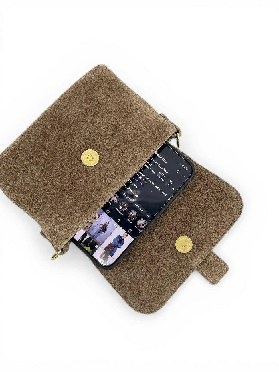 Mini-Tasche aus Wildleder BERLINGOT SUEDE Dunkeltaupe