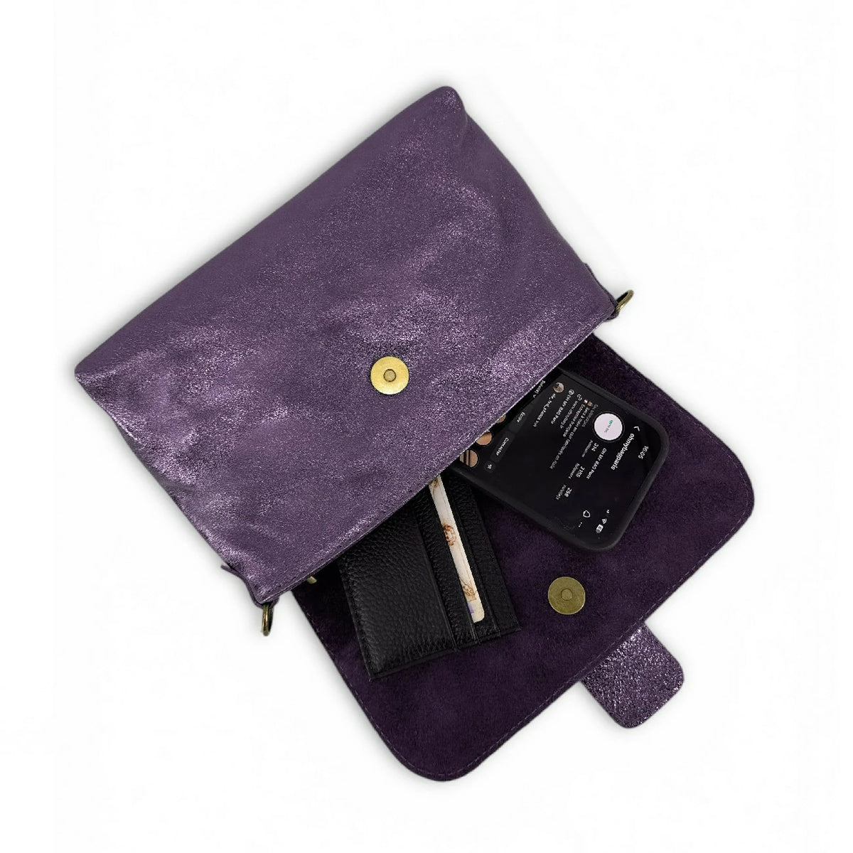 VERONE Iridescent Plum Leather Mini Bag